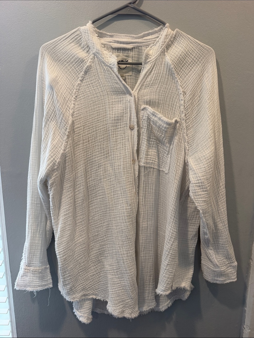 White Gauze Button-Front Women's Top